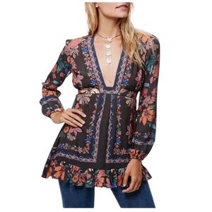 Free People Violet Hill Floral Boho Printed Tunic Dress Sz 2